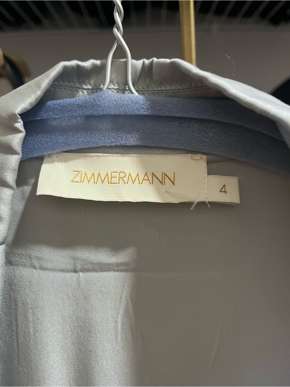 Zimmermann Sky-Blue Satin High-Low Wrap Dress - Picture 6 of 10